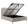Beige Striped Upholstered King Size Ottoman Bed with Curved Headboard - Farrow