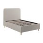 Beige Striped Upholstered Small Double Ottoman Bed with Curved Headboard - Farrow