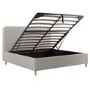 Beige Striped Upholstered Super King Ottoman Bed with Curved Headboard - Farrow