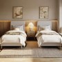 Ticking Stripe Single Ottoman bed in Cream/Neutral -Farrow