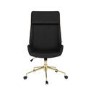 Black Faux Leather and Walnut High Back Swivel Office Chair - Forest