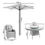 6 Seater Grey Rattan Round Garden Dining Set with Lazy Susan, Built-in Ice Bucket and Matching Parasol