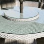 6 Seater Grey Rattan Round Garden Dining Set with Lazy Susan, Built-in Ice Bucket and Matching Parasol