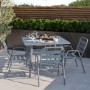 4 Seater Grey Aluminium Square Garden Dining Set