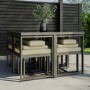 8 Seater Grey Metal Cube Garden Dining Set with Cream Chairs