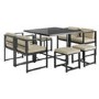 8 Seater Grey Metal Cube Garden Dining Set with Cream Chairs