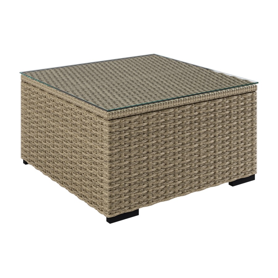 6 Seater Beige U Shaped Rattan Garden Sofa Set with Matching Coffee Table