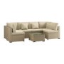 6 Seater Beige U Shaped Rattan Garden Sofa Set with Matching Coffee Table