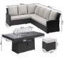 8 Seater Black Rattan Corner Garden Dining Set with Firepit Table