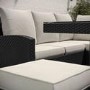 8 Seater Black Rattan Corner Garden Dining Set with Firepit Table