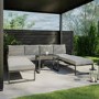 4 Seater Grey Modular Stackable Garden Sofa with Waterproof Cover