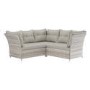 7 Seater Light Rattan Garden Corner Sofa Set with 2 Stools and Glass Table Top