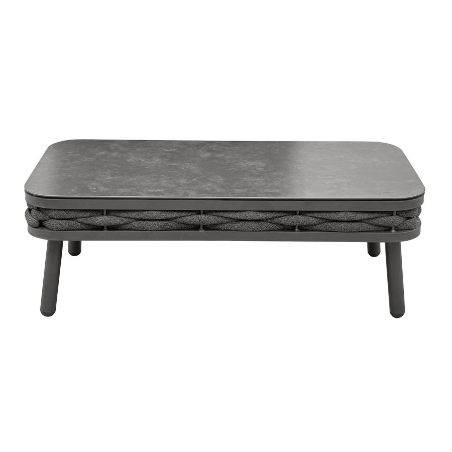4 Seater Charcoal Rope Detail Sofa and Armchair Set with Coffee Table