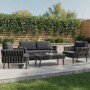 4 Seater Charcoal Rope Detail Sofa and Armchair Set with Coffee Table