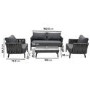 4 Seater Charcoal Rope Detail Sofa and Armchair Set with Coffee Table