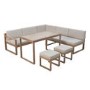 7 Seater Beige Garden Corner Sofa Set with Cushioned Stools & Matching Table