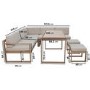7 Seater Beige Garden Corner Sofa Set with Cushioned Stools & Matching Table