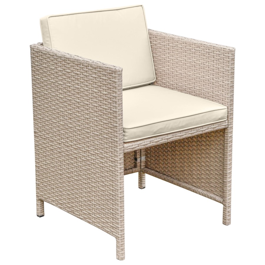 8 Seater Beige Rattan Cube Garden Dining Set with Matching Parasol