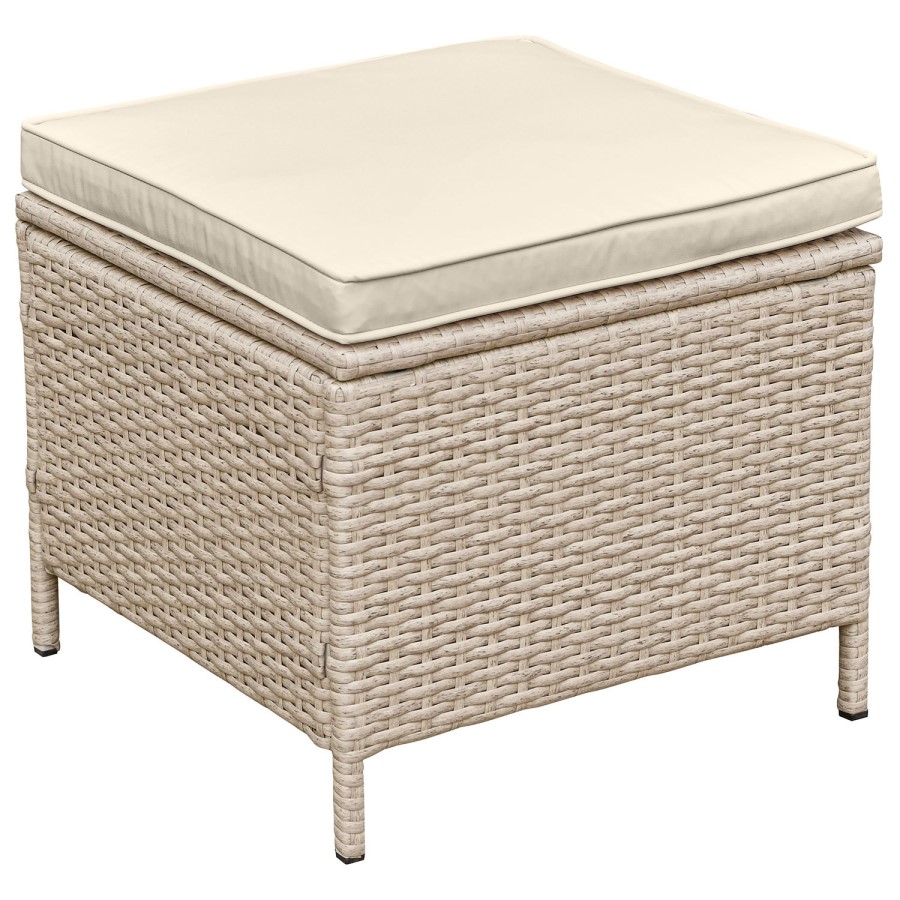 8 Seater Beige Rattan Cube Garden Dining Set with Matching Parasol