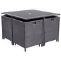 8 Seater Grey Rattan Cube Garden Dining Set with Matching Parasol