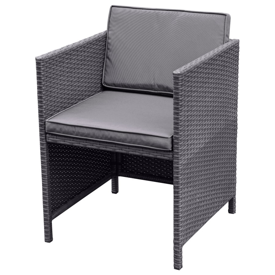 8 Seater Grey Rattan Cube Garden Dining Set with Matching Parasol