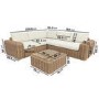 5 Seater Beige Rattan Garden Corner Sofa with Matching Coffee Table