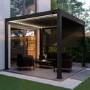 3 x 3m Heavy Duty Aluminium Charcoal Louvred Pergola with Solar LED Lighting & 2 Textilene Side Panels