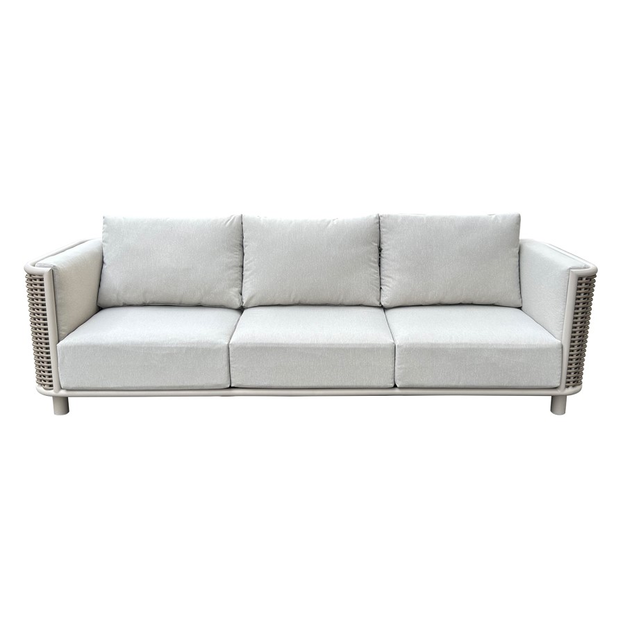 5 Seater Beige Rattan Garden Sofa and Armchair Set with Coffee Table