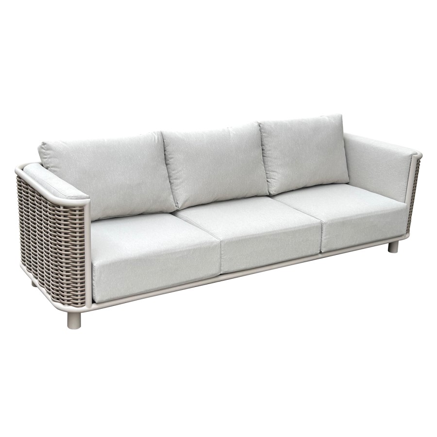 5 Seater Beige Rattan Garden Sofa and Armchair Set with Coffee Table