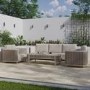 5 Seater Beige Rattan Garden Sofa and Armchair Set with Coffee Table