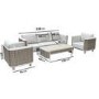 5 Seater Beige Rattan Garden Sofa and Armchair Set with Coffee Table