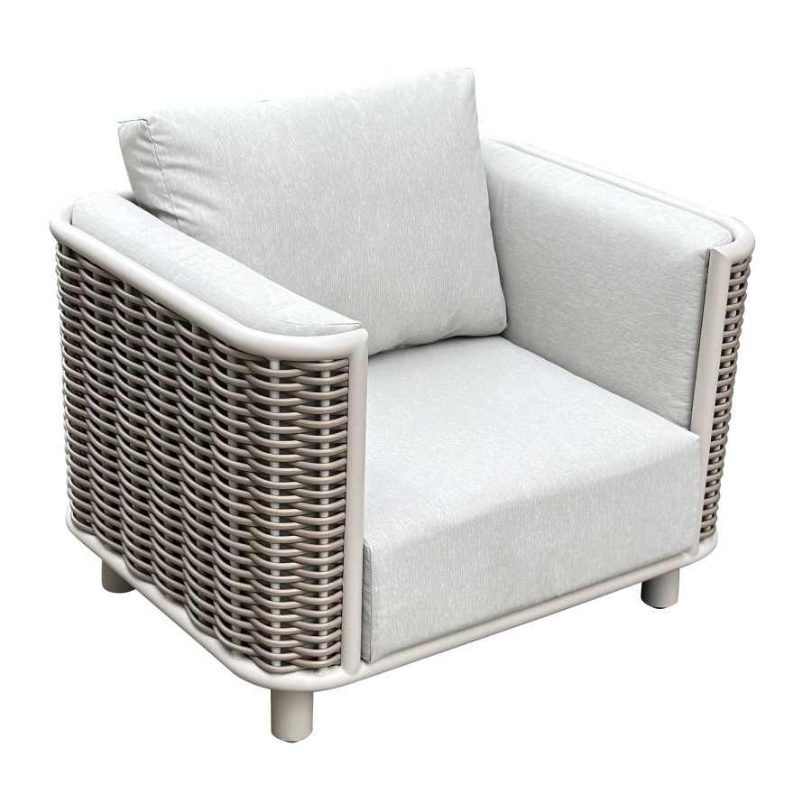 5 Seater Beige Rattan Garden Sofa and Armchair Set with Coffee Table