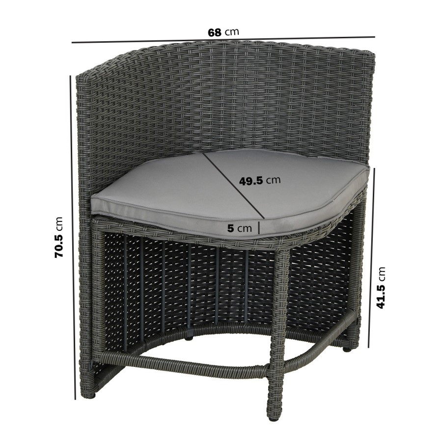 4 Seater Grey Rattan Cube Garden Dining Set with Matching Parasol