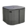 4 Seater Grey Rattan Cube Garden Dining Set with Matching Parasol