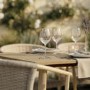 6 Seater Wood Effect Garden Dining Set with Rattan Chairs