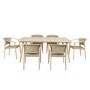 6 Seater Wood Effect Garden Dining Set with Rattan Chairs