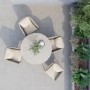 4 Seater Beige Rope Round Garden Dining Set