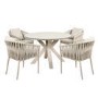 4 Seater Beige Rope Round Garden Dining Set