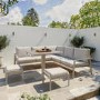 7 Seater Beige Aluminium Corner Garden Dining Set with Height Adjustable Table