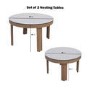 5 Seater Aluminium Wood Effect Beige Garden Sofa Set with Nesting Tables