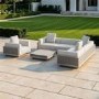 6 Seater Beige Fluted Garden Corner Sofa & Armchair Set with Coffee Table