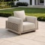 6 Seater Beige Fluted Garden Corner Sofa & Armchair Set with Coffee Table