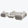 6 Seater Beige Fluted Garden Corner Sofa & Armchair Set with Coffee Table