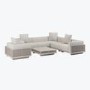 6 Seater Beige Fluted Garden Corner Sofa & Armchair Set with Coffee Table