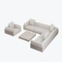 6 Seater Beige Fluted Garden Corner Sofa & Armchair Set with Coffee Table