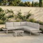 5 Seater Beige Aluminium Garden Corner Sofa Set with Matching Coffee Table