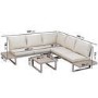 5 Seater Beige Aluminium Garden Corner Sofa Set with Matching Coffee Table