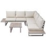 5 Seater Beige Aluminium Garden Corner Sofa Set with Matching Coffee Table