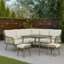 7 Seater Green Rope Effect Garden Corner Sofa & Dining Table Set