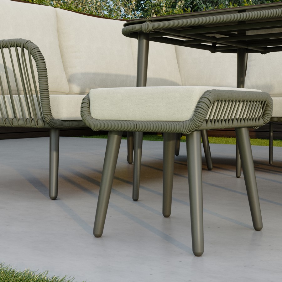 7 Seater Green Rope Effect Garden Corner Sofa & Dining Table Set
